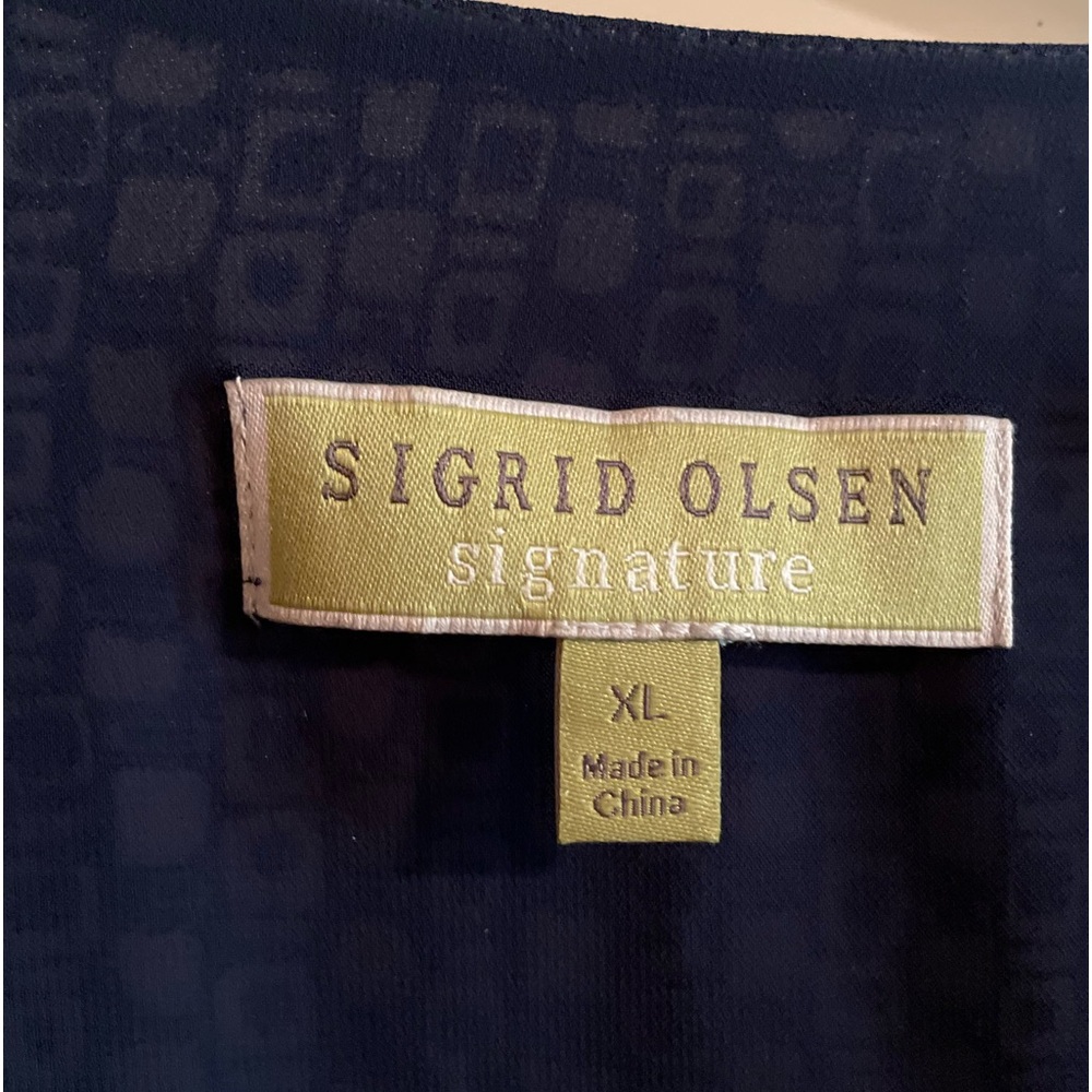 ๐ฉถSIGRID OLSEN SIGNATURE Boutique Dress Blue on Blue long open cut sleeves SZ XL - Picture 5 of 13